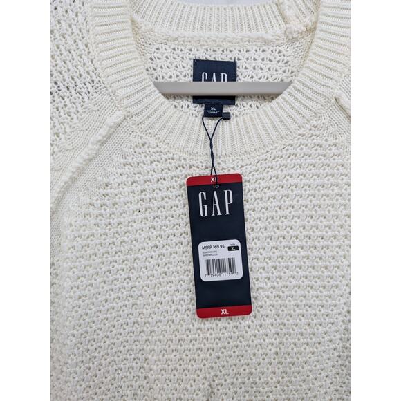 GAP Chunky Loose Knit Sweater XL Cream QLN0253S Marshmallow Textured Everyday - Picture 8 of 13